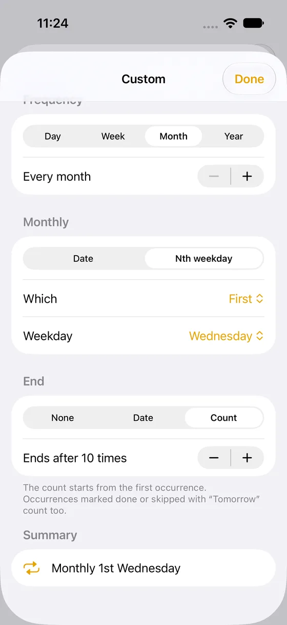 Custom repeat